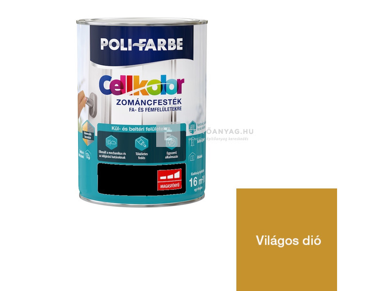 Poli-Farbe Cellkolor Zománcfesték fára és fémre világos dió 0,4 l