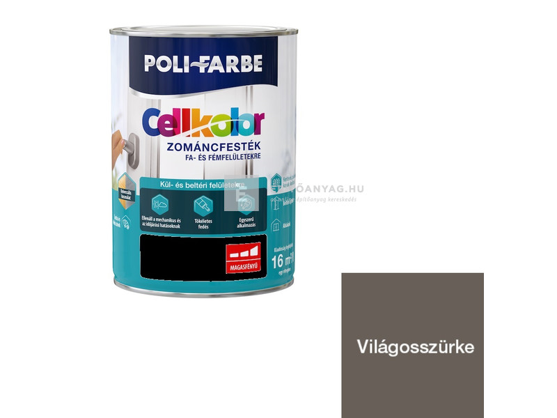 Poli-Farbe Cellkolor Zománcfesték fára és fémre világosszürke 0,4 l