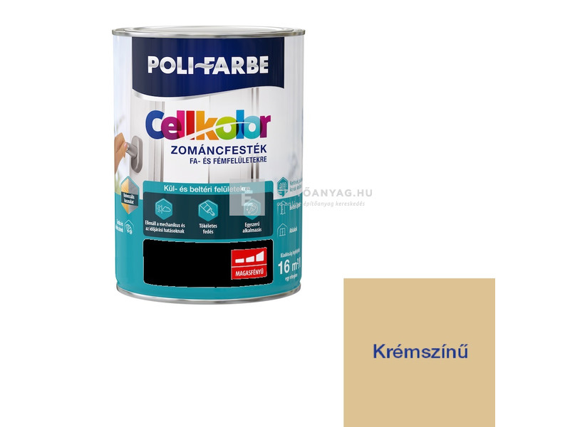 Poli-Farbe Cellkolor Zománcfesték fára és fémre krémszínű 0,8 l