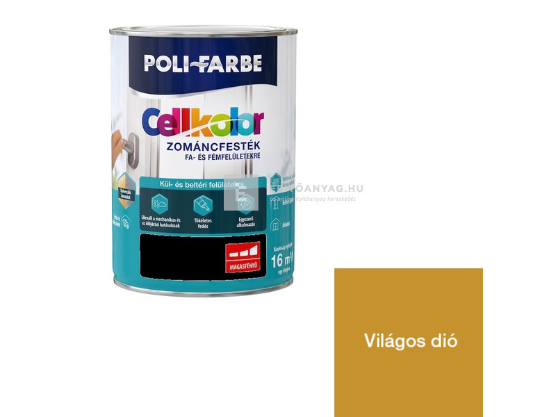 Poli-Farbe Cellkolor Zománcfesték fára és fémre világos dió 0,8 l