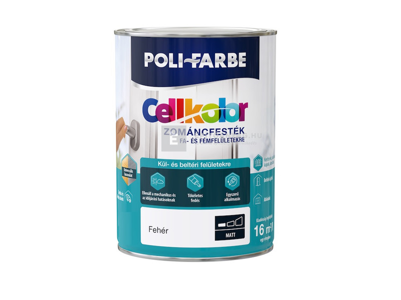 Poli-Farbe Cellkolor Zománcfesték fára és fémre matt fehér 2,5l