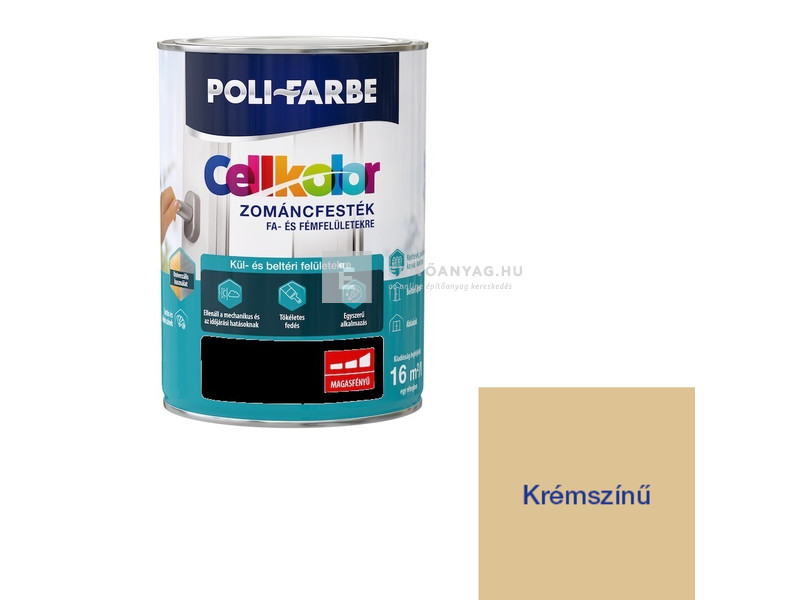 Poli-Farbe Cellkolor Zománcfesték fára és fémre krémszínű 5 l