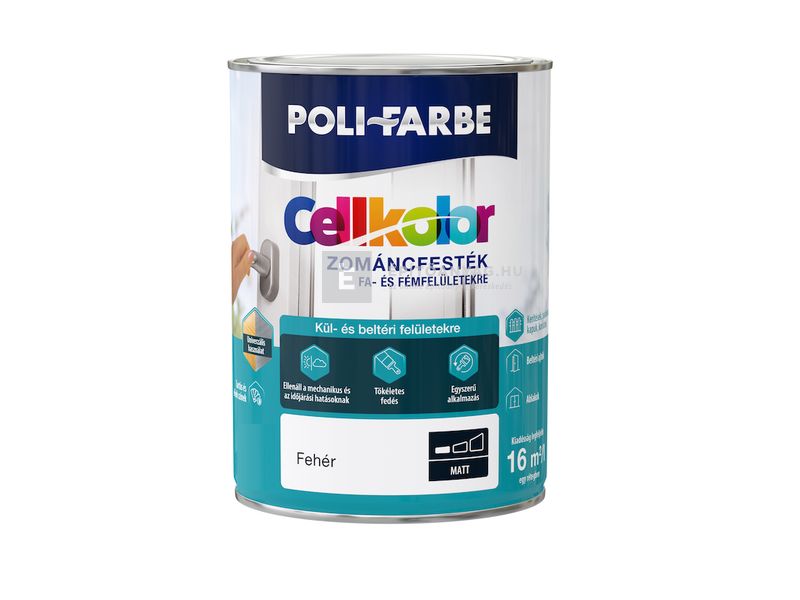 Poli-Farbe Cellkolor Zománcfesték fára és fémre matt fehér 5 l