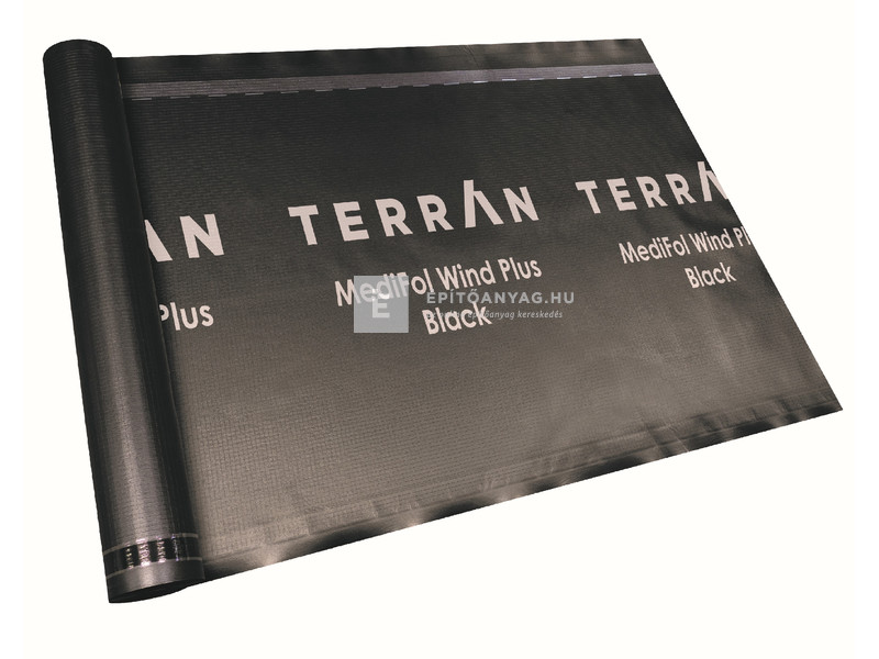 Terrán MediFol Wind Plus Black páraáteresztő tetőfólia 140 g, 2 ragasztósávval 75 m2