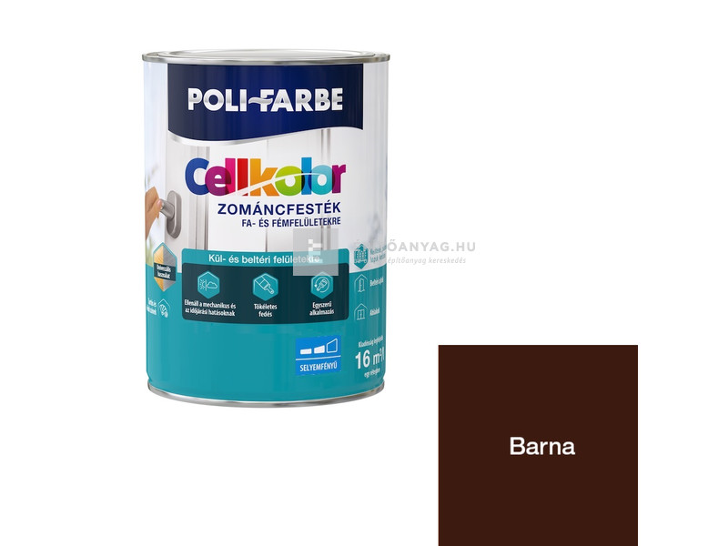 Poli-Farbe Cellkolor Zománcfesték selyemfényű barna 5 l