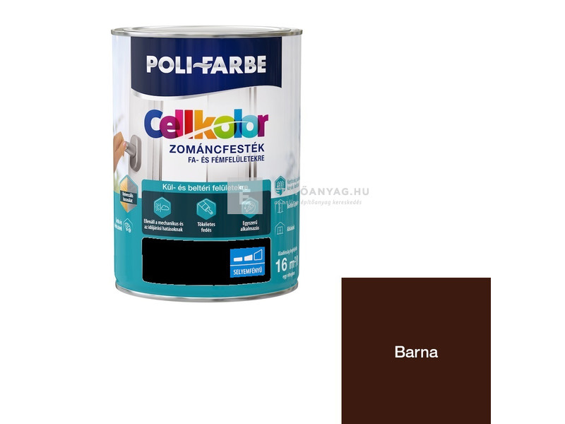 Poli-Farbe Cellkolor Zománcfesték selyemfényű barna 10 l