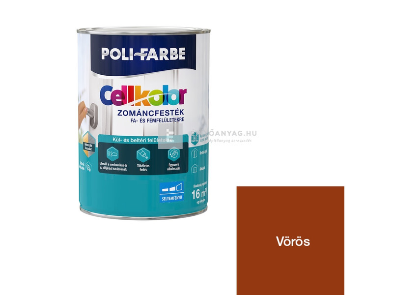 Poli-Farbe Cellkolor Zománcfesték selyemfényű vörös 5 l