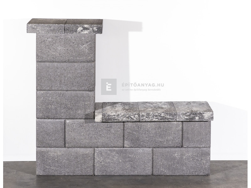 Leier Modern Kerítéskő satírozott natúr füstantracit 40x20x20 cm