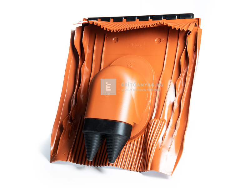 Univerzális műanyag alapcserép kétcsöves fejű szolár átvezetéssel 45,4x42,4 cm, téglavörös