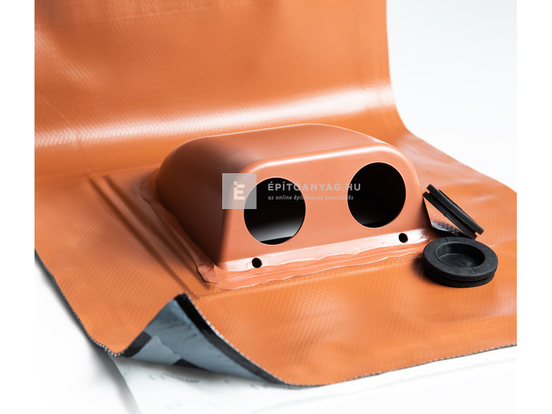 TT Univerzális műanyag alapcserép kétcsöves fejű Solar átvezetéssel 56 x 35,8 cm, téglavörös