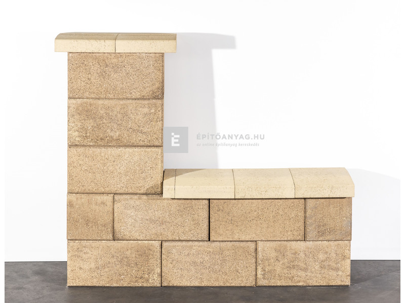 Leier Modern Kerítéskő félkő satírozott natúr beige-barna 20x20x20 cm
