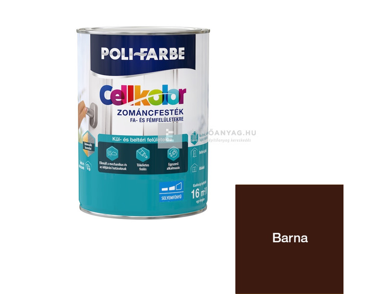 Poli-Farbe Cellkolor Zománcfesték selyemfényű barna 0,4 l