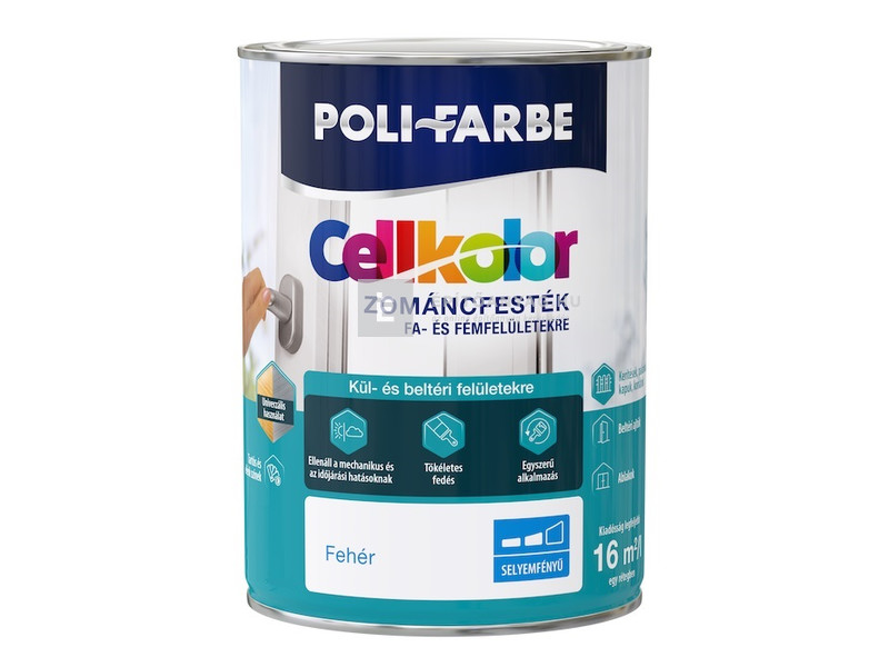 Poli-Farbe Cellkolor Zománcfesték selyemfényű fehér 0,4 l