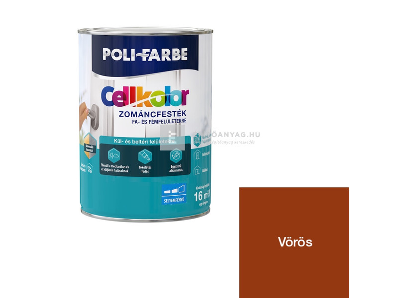 Poli-Farbe Cellkolor Zománcfesték selyemfényű vörös 0,8 l