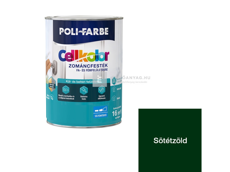 Poli-Farbe Cellkolor Zománcfesték selyemfényű sötétzöld 0,8 l