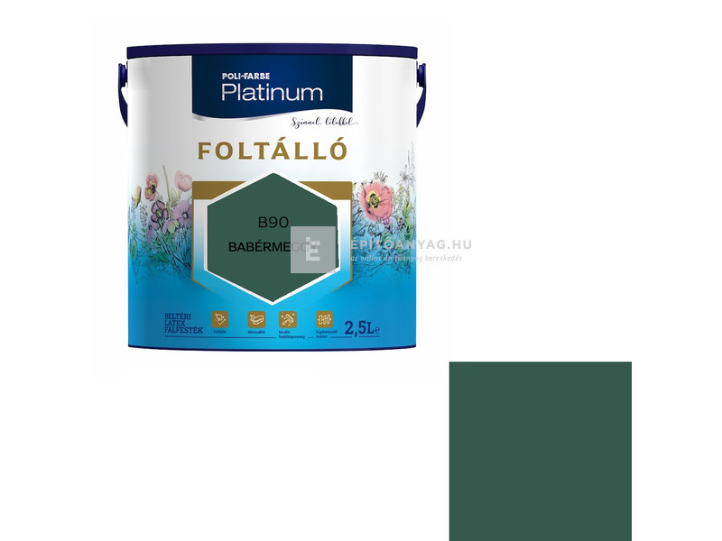 Poli-Farbe Platinum Foltálló Falfesték barbérmeggy B90 2,5 l