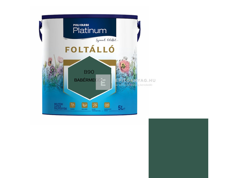 Poli-Farbe Platinum Foltálló Falfesték barbérmeggy B90 5 l