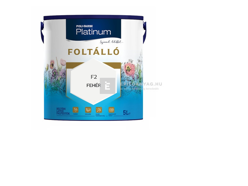 Poli-Farbe Platinum Foltálló Falfesték fehér F2 5 l