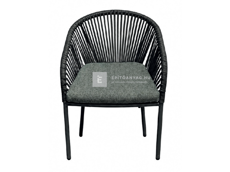 L-YO Peacock rattan étkezőszék, 56,5x61,5x77 cm, párnával, szürke