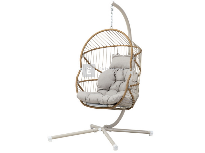 J-Home Enzo rattan kerti pihenőszék 101x110x185 cm, párnával, bézs