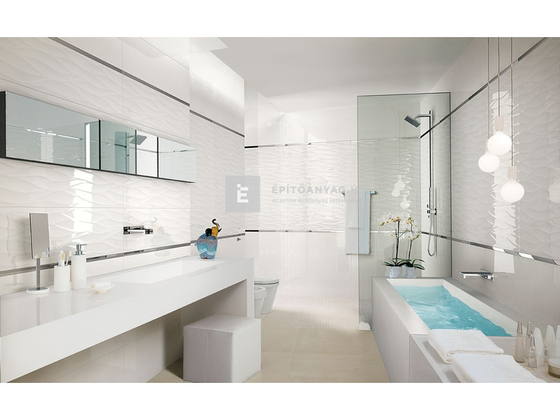 Fap Lumina Curve White Gloss fali csempe, fehér 25x75 cm