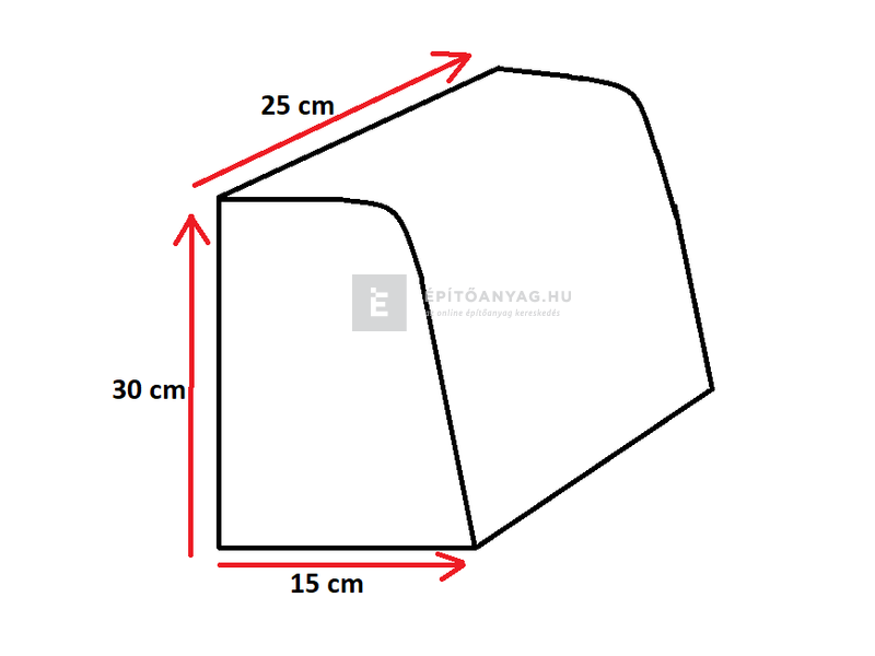 Kiemelt útszegély, szürke 15x25x30 cm