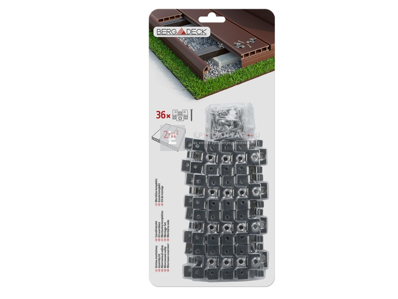 Márkamix Bergdeck WPC szerelőkészlet natúr felülettel, rozsdamentes acél 1 csomag= 2 m2 burkolat